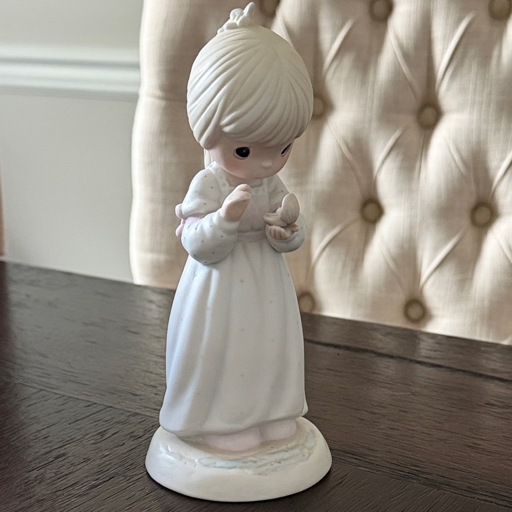 Precious Moments Porcelain Figurine in White with Pale Pink Accents